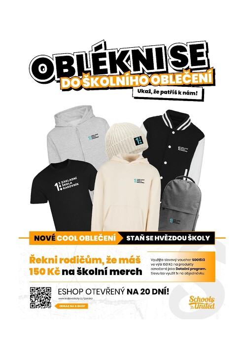 Škole k narozeninám školní e-shop s oblečením
