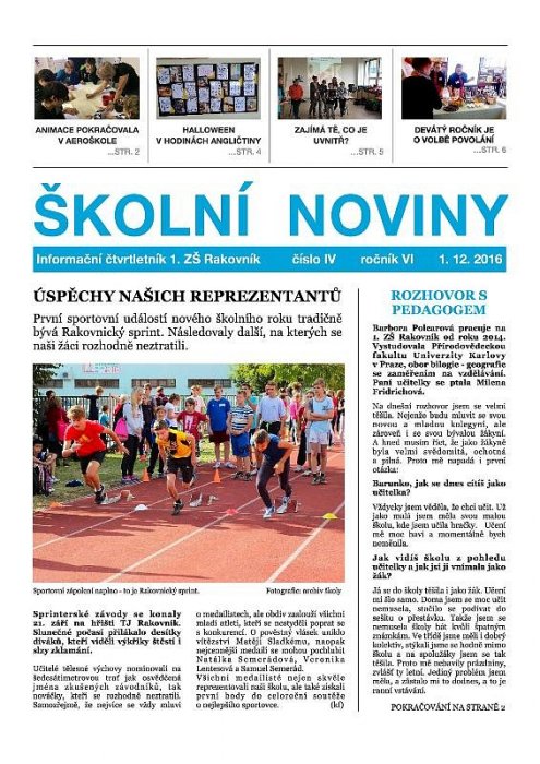 Školní noviny 4/2016