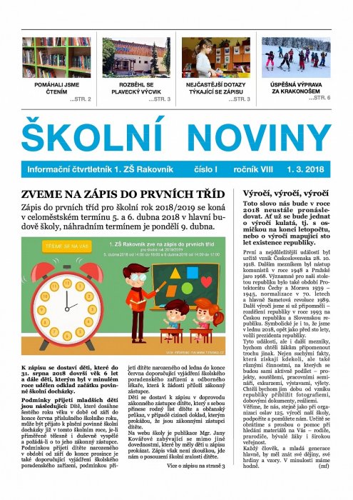 Školní noviny 1/2018