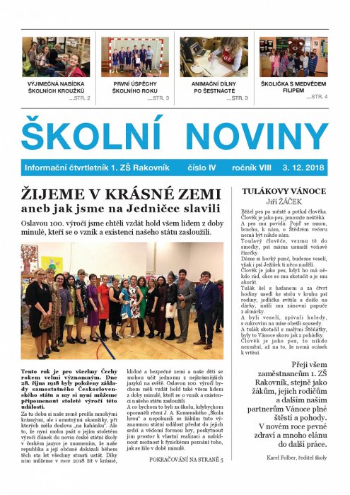 Školní noviny IV/2018