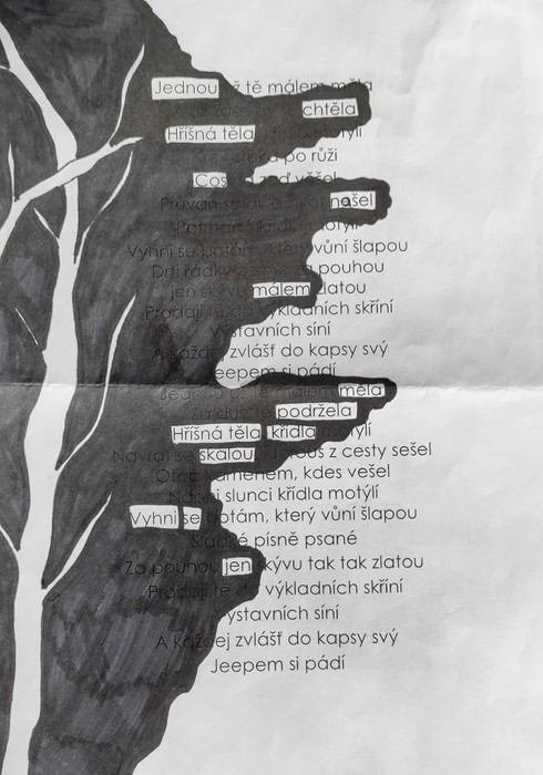 Blackout poetry v 9. B